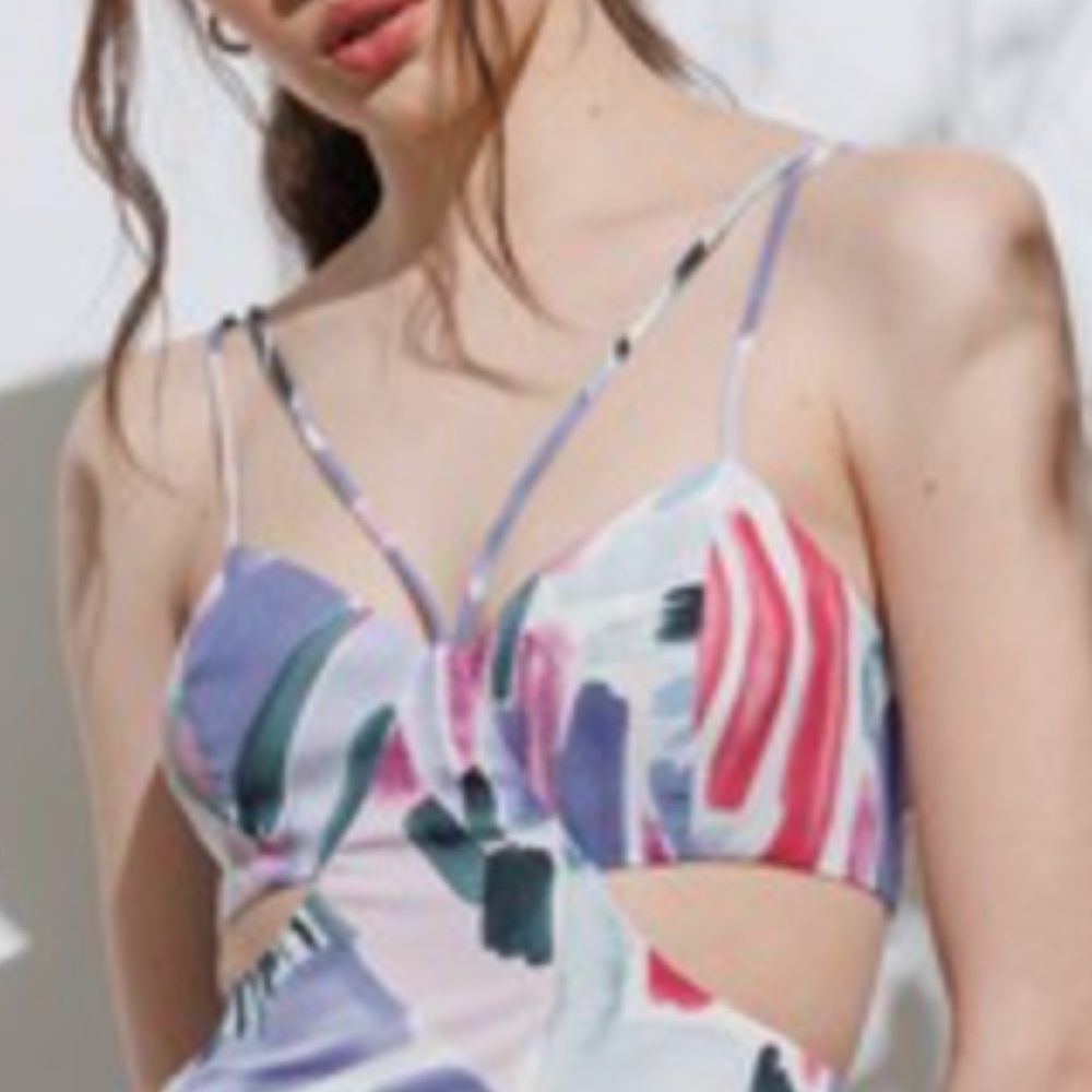 Printed Waist Cutout Mini Dress - Picture 3 of 3